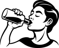 Person Drinking from a Bottle Stylish Graphic Ideal for Health and Fitness Themes vector
