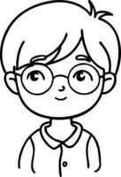 Cute Cartoon Character with Glasses Smiling Art Ideal for Coloring Books and Tattoos vector