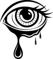 Intricate Tear Dripping Eye Illustration for Unique Tattoo Designs and Bold Art Projects vector
