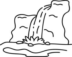 Serene Waterfall Landscape Outline Drawing for Nature Inspired Art and Design Projects vector