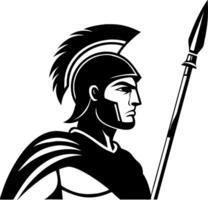 Spartan Warrior Profile Illustration with Spear for Tattoo Design and Graphic Projects vector