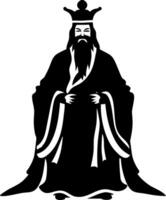 Majestic Eastern King in Regal Robes with Crown Ideal for Tattoo Design and Illustration Projects vector