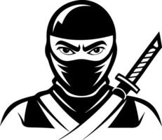 Ninja Warrior Illustration with Sword for Tattoo Design Merchandise and Adventure Themes vector