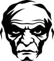 Angry Face Illustration with Intense Expression for Tattoo Design and Artistic Projects vector