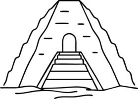Ancient Pyramid Illustration with Stairs and Doorway for Tattoo Designs and Coloring Books vector