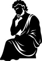 Contemplative Philosopher Silhouette Elegant Figure for Tattoo Design and Decorative Art vector