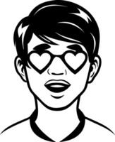 Excited Young Person with Heart Shaped Sunglasses Design for Creative Projects vector