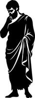Thoughtful Ancient Philosopher Silhouette Design for Tattoos and work vector