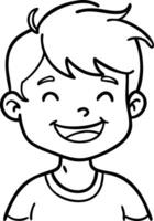 Happy Smiling Boy Character Outline for Kids Coloring Book and Creative Projects vector