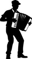 Silhouette of Accordion Player in Action for Music Themes and Event Designs vector