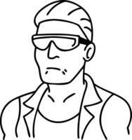 Cool Stylish Man in Sunglasses Illustration Perfect for Tattoo Designs and Coloring Books vector