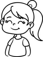Happy Smiling Girl Character Outline for Coloring Books and Creative Projects vector