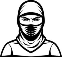 Intense Faceless Ninja Character Design for Graphics and Merchandise vector