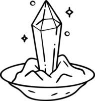 Crystal Point in Dish with Magical Elements for Mystical Decor and Coloring Activities vector
