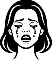 Emotional Woman Crying with Tear Drops Expression for Tattoo and Art Projects vector