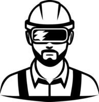 Virtual Reality Worker with Helmet Graphic Ideal for Technology and Safety Themes vector