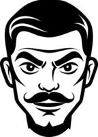 Vintage Gentleman Character with Mustache and Intense Expression for Unique Illustrations vector