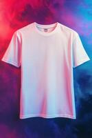 White t - shirt on a colorful background photo