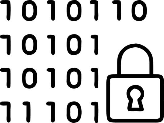 Digital Security Design with Binary Code and Lock for Tech Themes and Illustrations