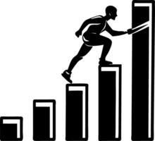 Business Growth Progression Concept with Climbers on Vertical Bar Graphs for Success Themes vector