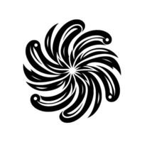 Symmetrical Black and White Swirl with Rounded PetalLike Shapes, High Contrast, and Minimalist Aesthetic on a White Background. vector