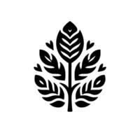 Minimalist Black and White Emblem Featuring Stylized Tree with HeartShaped Accents on White Background vector