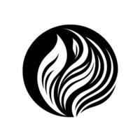 Yin Yang of Nature A Stylized Black and White Circular Depicting a Leaf and Flowing Lines, Suggesting Balance and Growth. vector