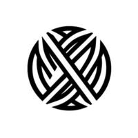 Bold Black and White Circular of Interwoven Lines, Creating a Modern Abstract with a Subtle Shadow, on a Clean White Background. vector
