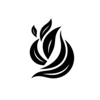 Abstract Black and White Leaf Arrangement Elegant and minimalist with overlapping leaves creating a dynamic, organic shape on a clean white background. vector