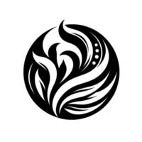 Abstract Black and White Floral Within a Circular Frame, Evoking Nature and Harmony with a Decorative and Artistic Appeal. vector