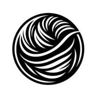 A stylized, symmetrical circular featuring black, curved, and layered elements arranged to create a dynamic aesthetic against a white background. vector