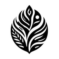 Abstract Black and White Leaflike Organic, Geometric Composition with Gradient Detailing, Symbolic of Nature. vector