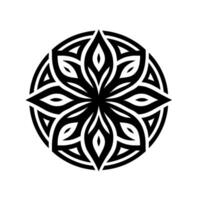 Intricate black and white floral mandala , symmetrical pattern, geometric details, set against a clean white background. vector
