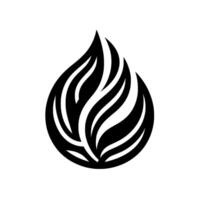 A striking black and white stylized flame , featuring curved stripes within a teardrop shape, set against a minimalist background. vector