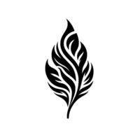 Abstract Black Leaf on White Background Simple, Elegant, Natural, and Minimalist with Flowing Organic Lines. vector