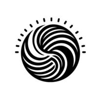 Abstract Black and White Swirling Sphere with Dotted Border, a Representation. vector