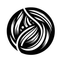 Abstract Black and White Circular Composition Featuring Swirling Lines and Dot Elements on a Plain White Background vector