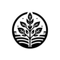 Monochromatic depicting a stylized tree within a circle, emphasizing growth, nature, and organic , set against a white backdrop. vector