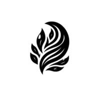 Abstract Black and White Floral with Leaf and Feather Elements on White Background, Minimalist . vector