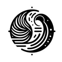 Abstract Black and White Circular Featuring Flowing Lines, Curved Shapes, and Dot Accents, Evoking Movement and Balance vector