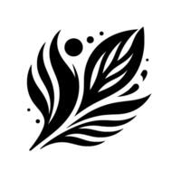 Intricate Black and White LeafInspired with Abstract Forms and Dot Accents on a White Background vector