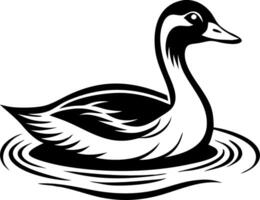 Elegant Black Duck Floating on Water Ideal for Tattoo Design and Illustration Projects vector