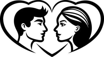 Romantic Couple Silhouette in Heart Shape Perfect for Love Themes and Valentines Day Designs vector