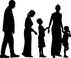 Family Silhouette in Stages of Growth Representing Unity Connection and Support vector