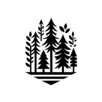 Geometric Monochrome Forest Illustration Simplified black trees and foliage arranged within a diamond outline, conveying natures essence. vector
