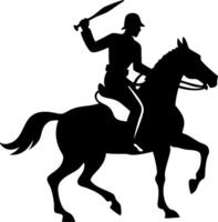 Dynamic Equestrian Warrior Riding Horse with Sword Gripping Mane for Adventure Themes vector