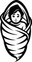 Child in Cocoon Embraced by Swaddling Blanket Symbolizing Protection and Innocence vector
