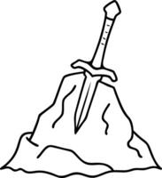 Sword Embedded in Stone for Fantasy Themes and Mythical Illustrations vector
