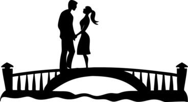 Romantic Silhouette of Couple on Bridge Creating Love and Connection Theme for Design vector