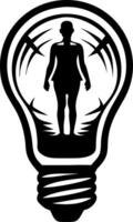 Light Bulb Silhouette with Human Figure Inside Symbolizing Creativity and Inspiration vector